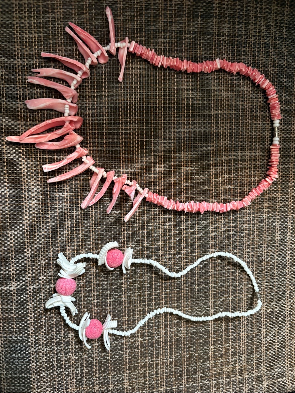 Vintage Pink Shell/coral Necklace Set